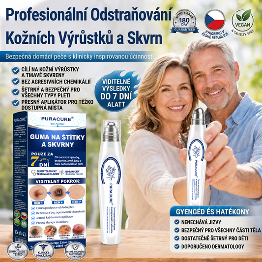 🌿🌿PuraCure® 👩‍⚕️ 𝟕denní Pero na Odstranění Kožních Výrůstků a Skvrn – Bezbolestné Odstranění bez Jizev, Profesionální Roller aplikátor